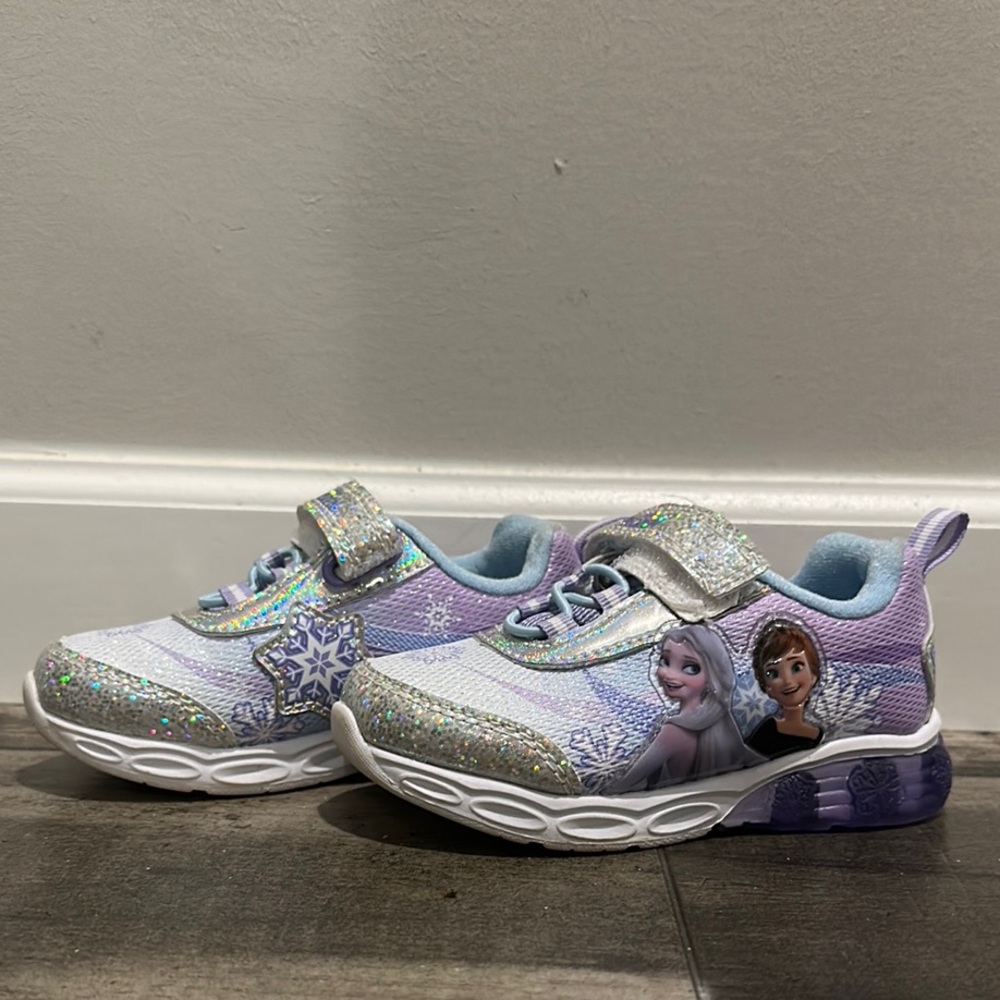 Disney Purple and White Frozen Sneakers with Glitter Accents